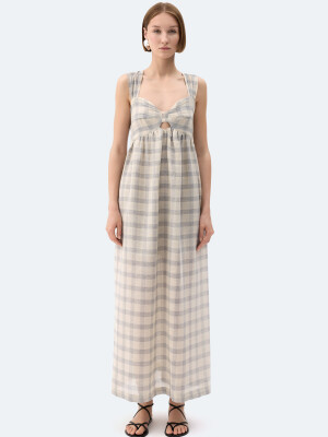 Grey Checkered Strappy Dress