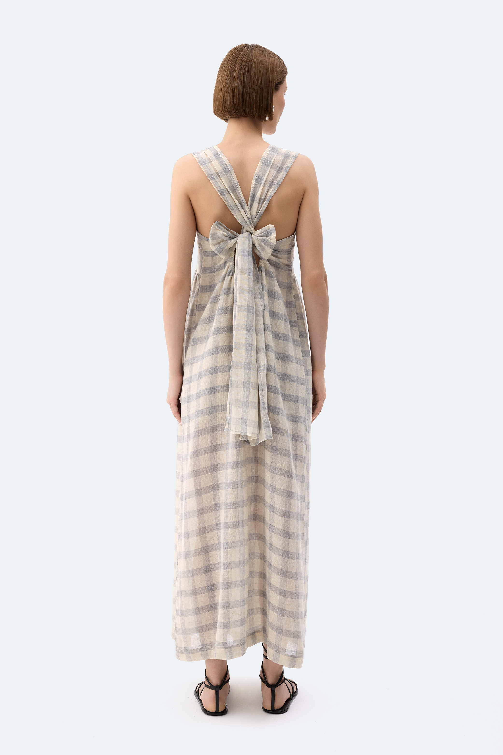 Grey Checkered Strappy Dress