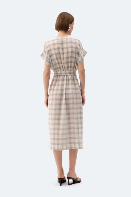 Grey Checkered Wrap Dress