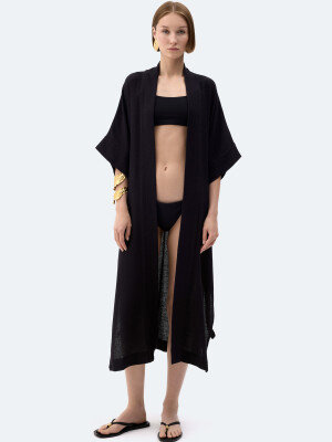 Black Linen Kimono