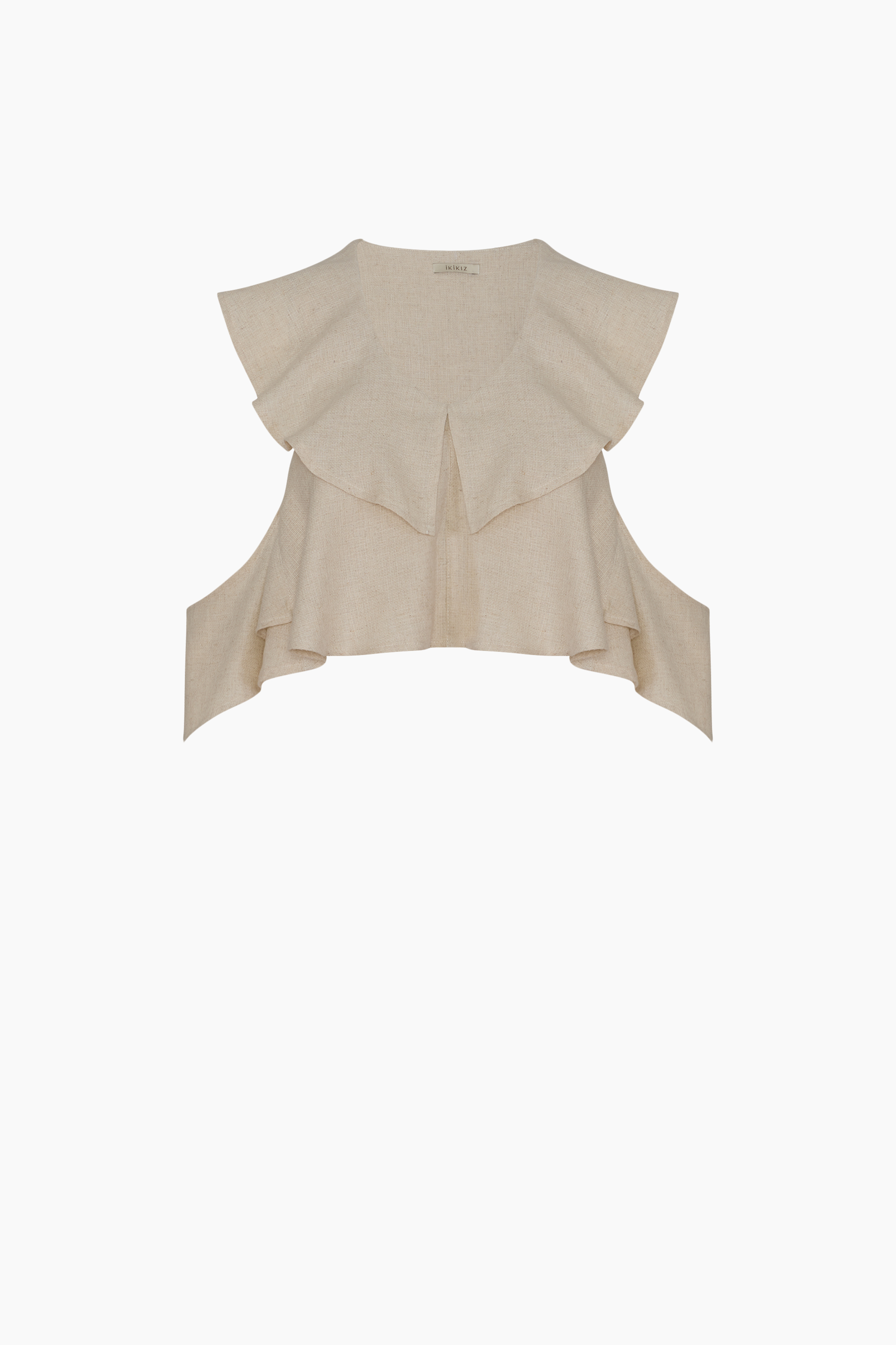 Natural Linen Ruffled Blouse