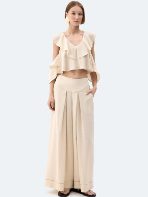 Natural Linen Palazzo Pants