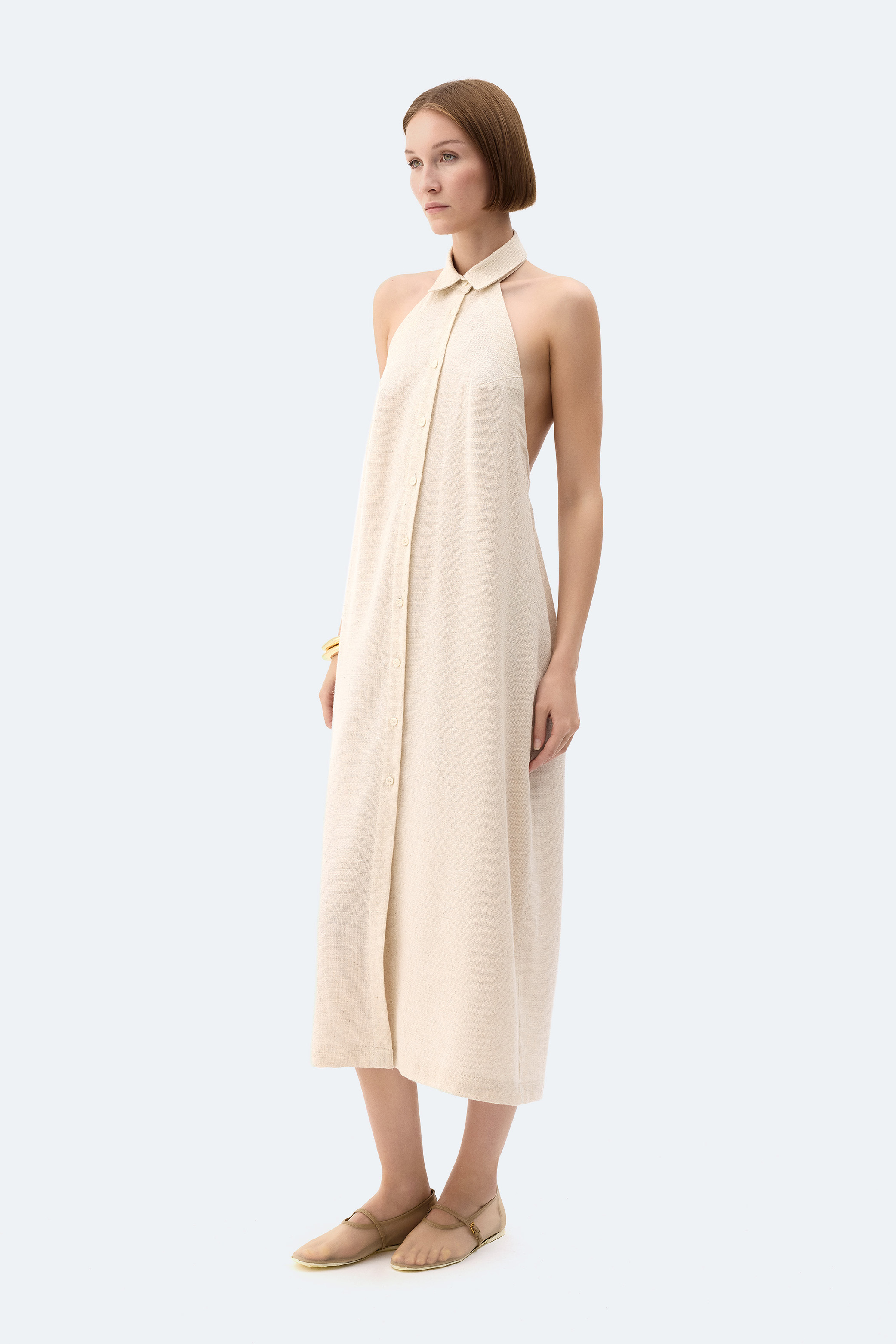 Natural Linen Shirt Dress