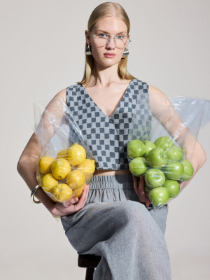 Checkered Crop Blouse