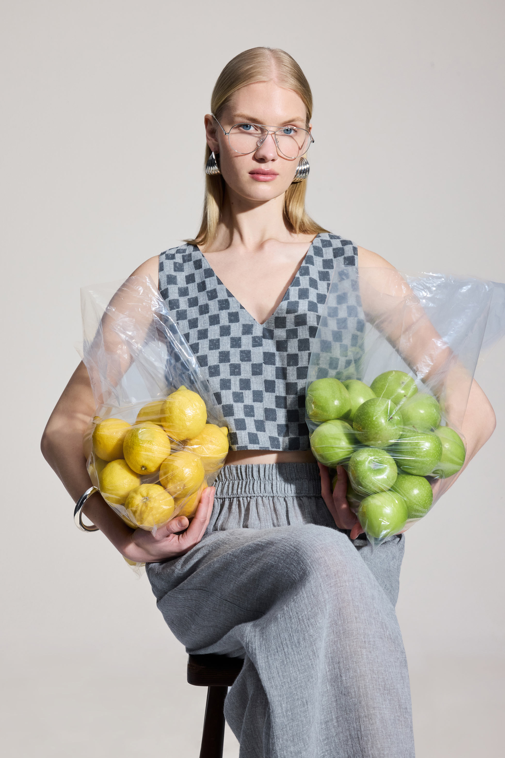 Checkered Crop Blouse