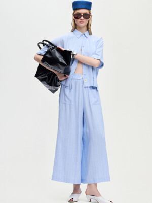 Linen Blend Striped Pants