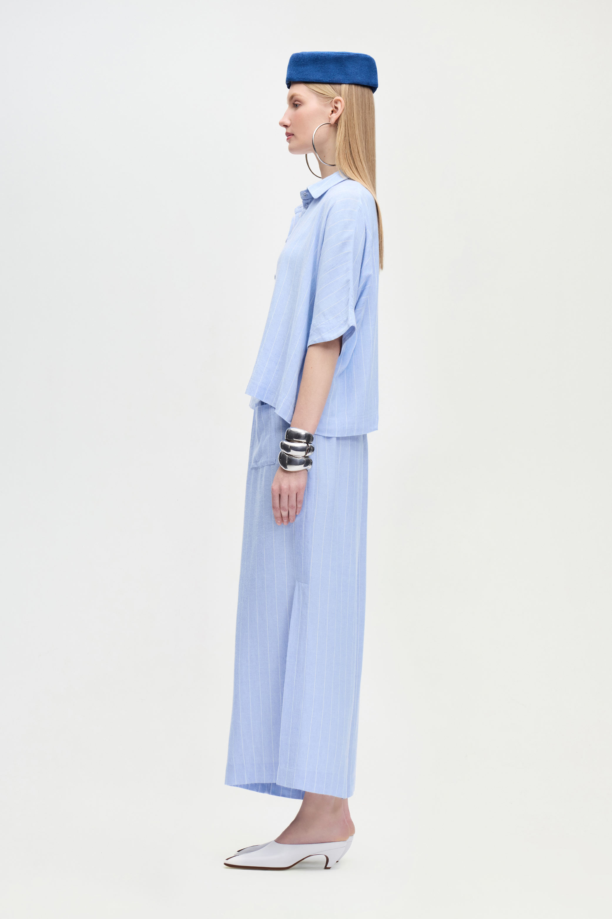 Linen Blend Striped Pants