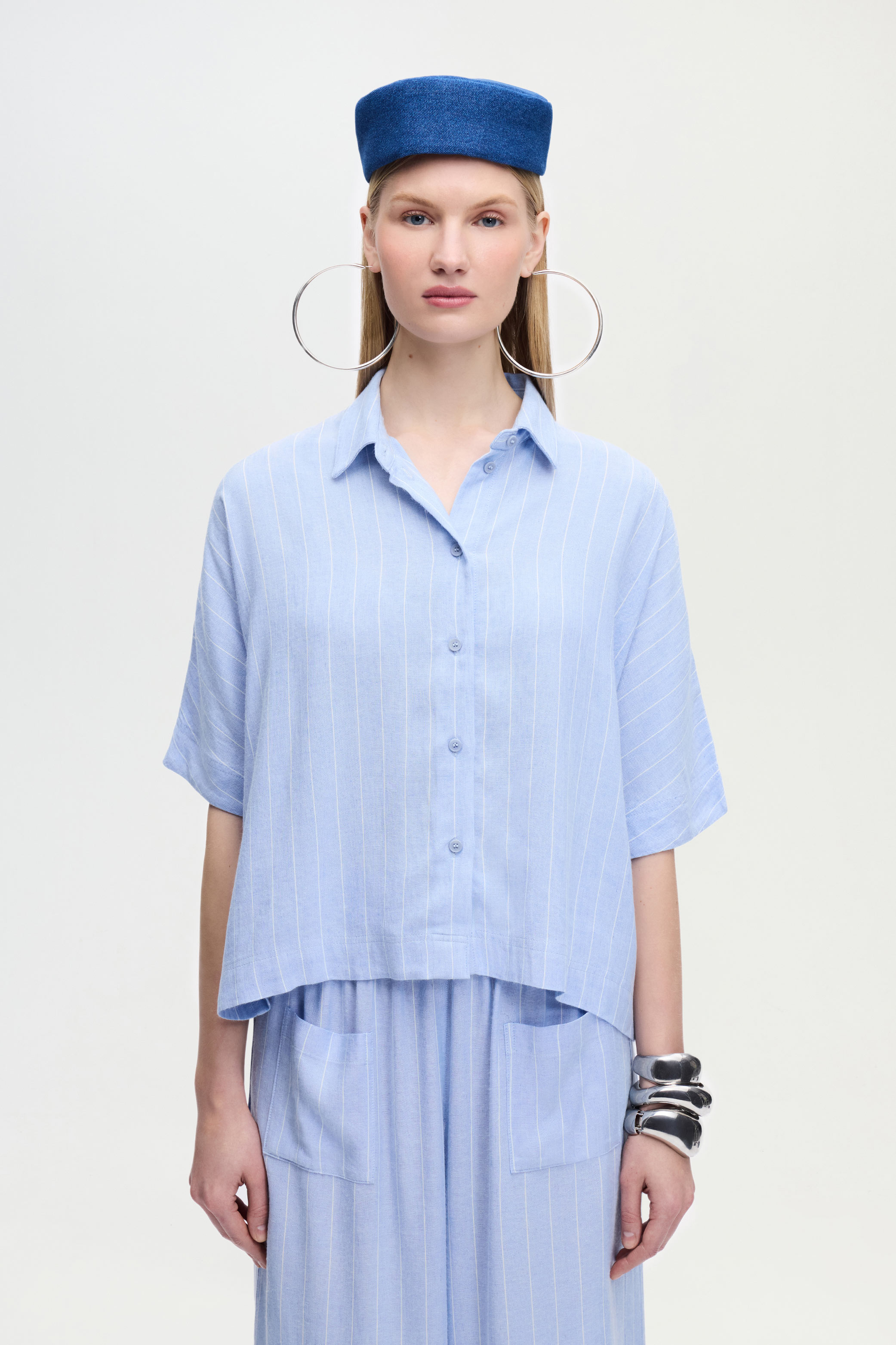 Linen Blend Striped Shirt