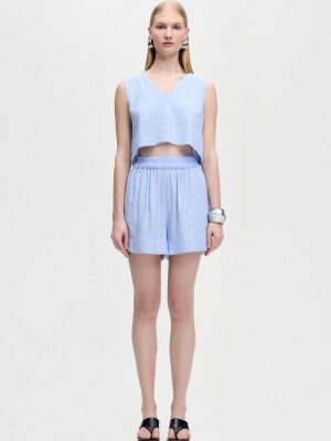 Linen Blend Striped Short