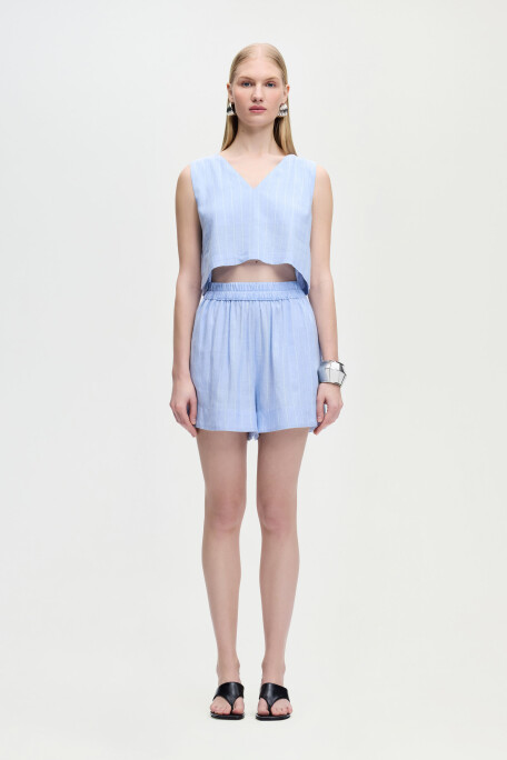 Linen Blend Striped Short