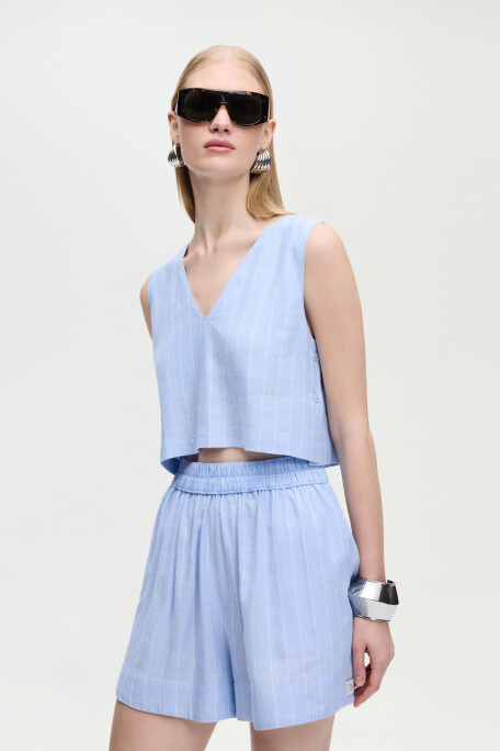 Linen Blend Striped Short