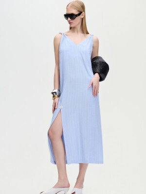 Linen Blend Striped Dress