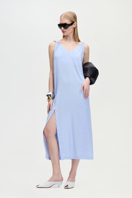 Linen Blend Striped Dress