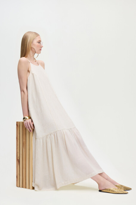 Naturel İp Askılı Elbise