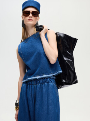 Denim Pillbox Şapka