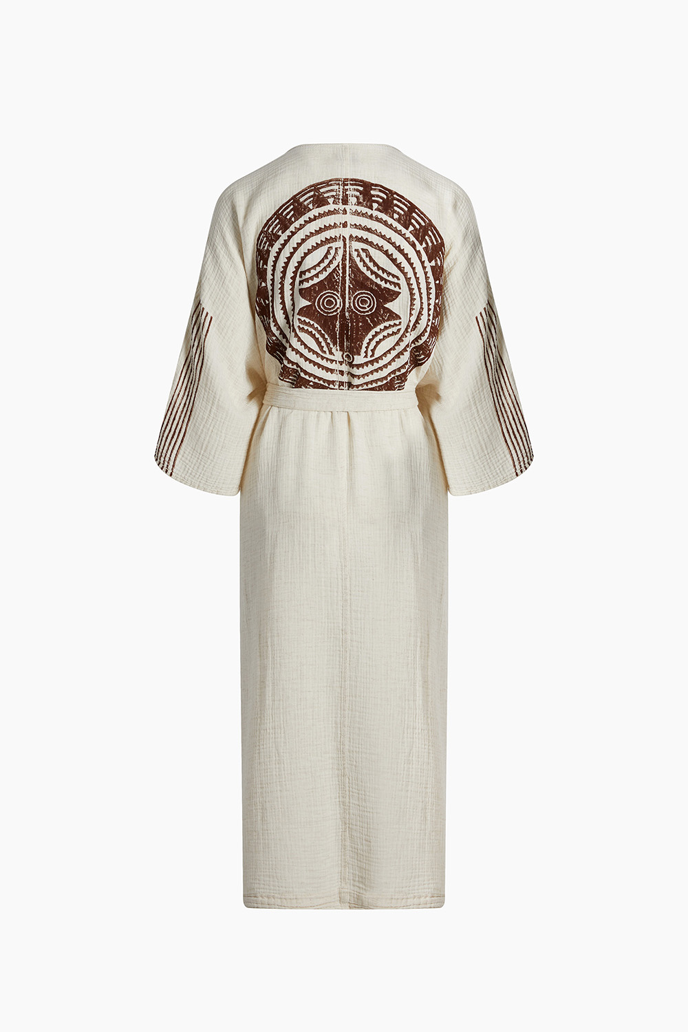 Crinkle Brown Printed Kimono