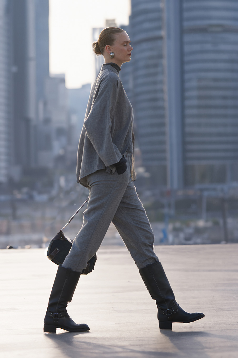 Gri Slouchy Pantolon