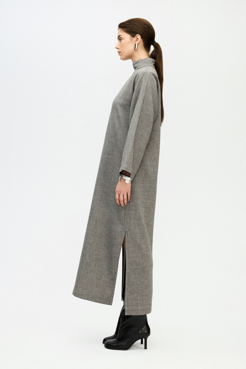 Grey High Neck Dress