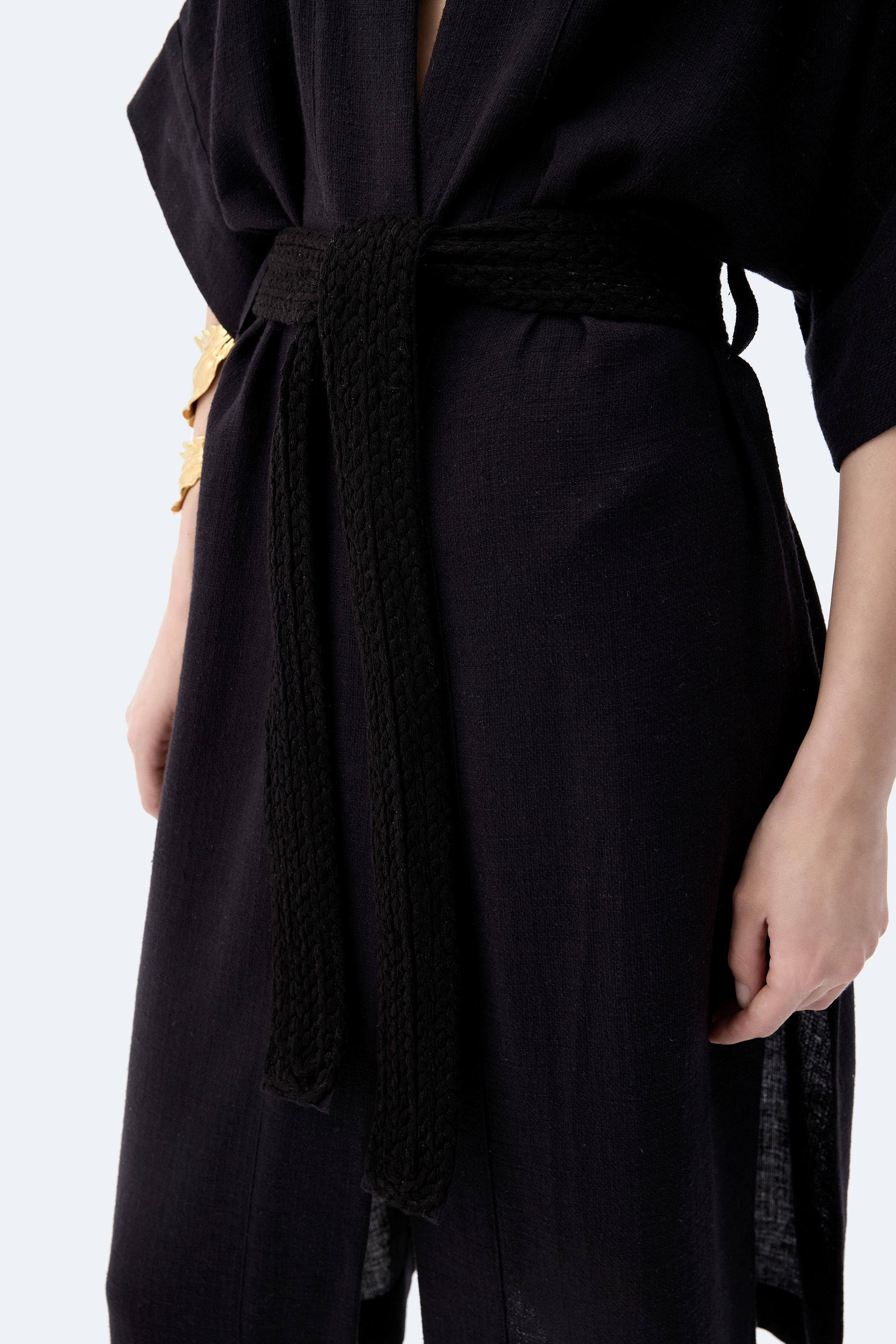 Black Linen Kimono