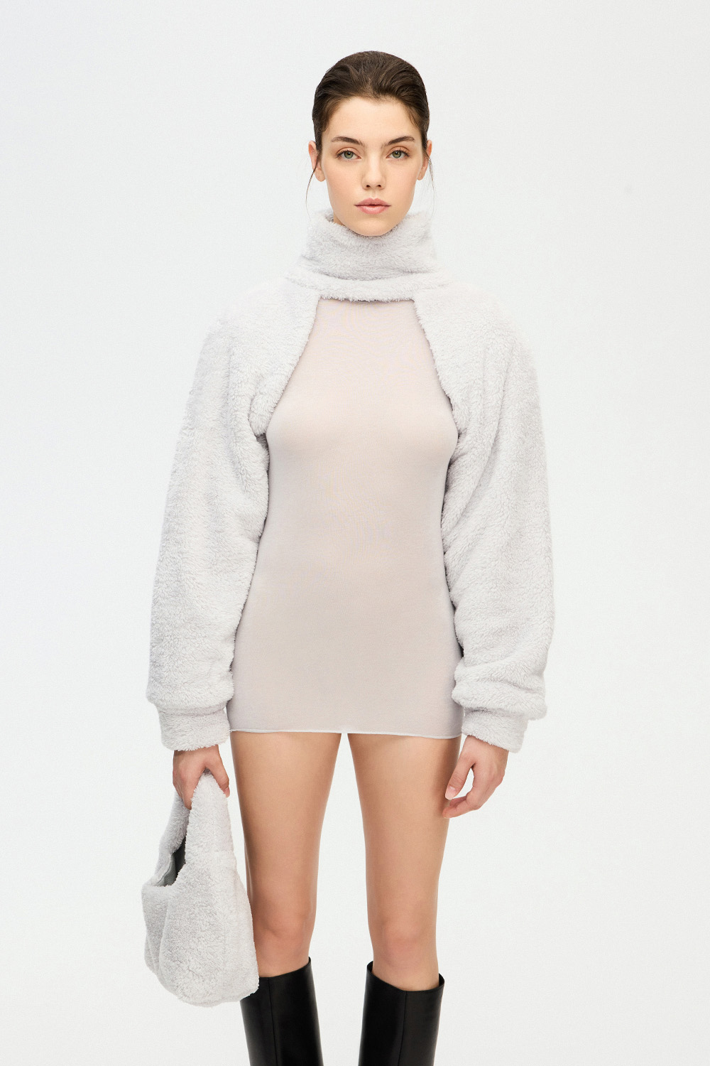 Grey Sherpa Bolero Blouse