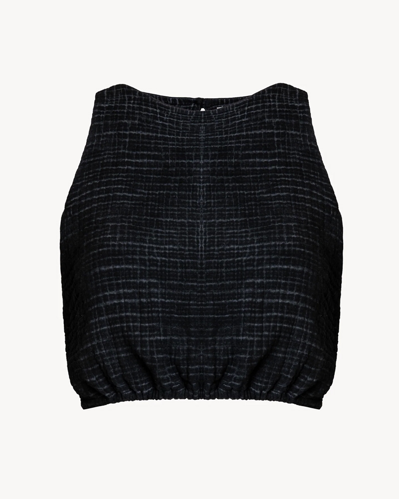 Crinkle Black Tank Top 