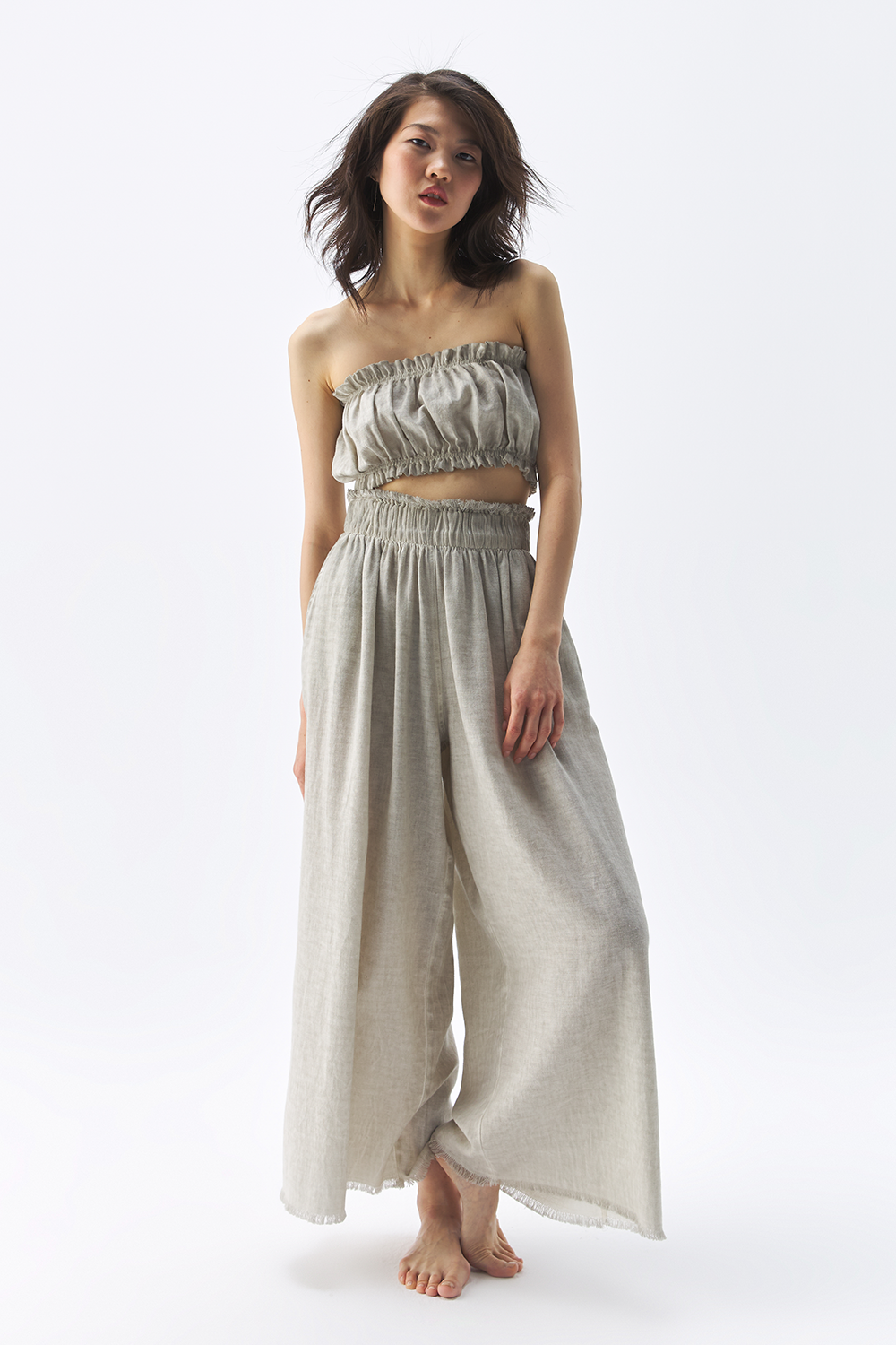 Linen Grey Bandeau Top