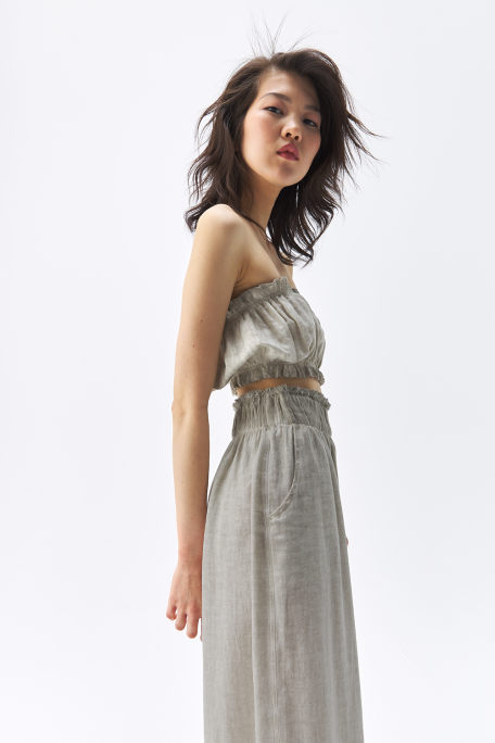 Linen Grey Bandeau Top