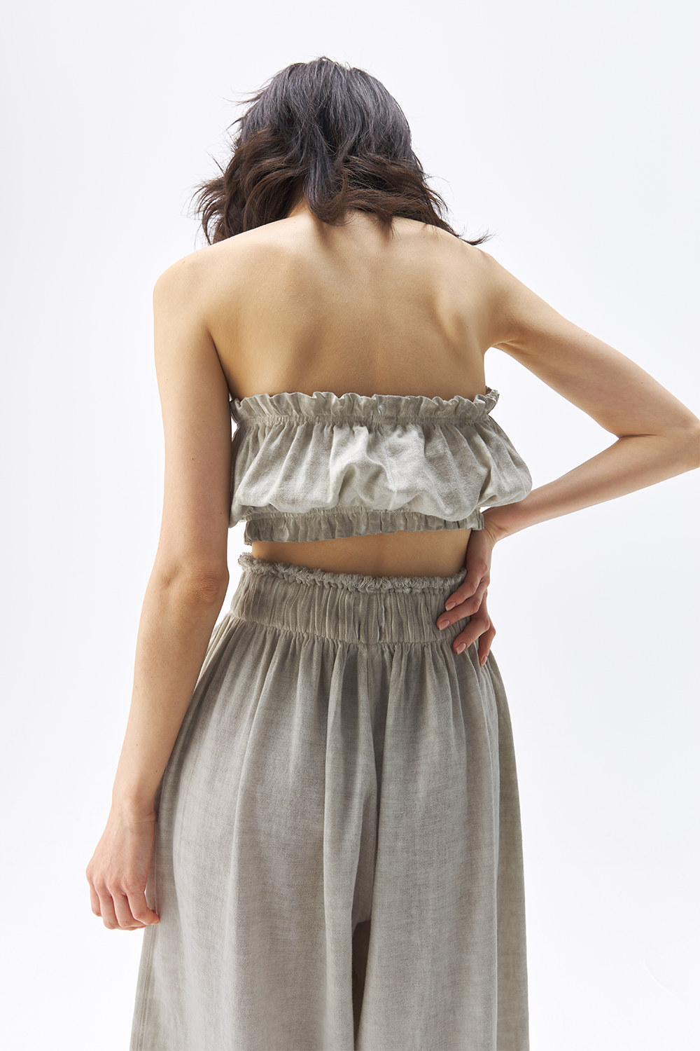 Linen Grey Bandeau Top