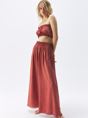 Linen Terracotta Bandeau Top