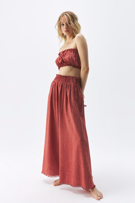 Linen Terracotta Bandeau Top