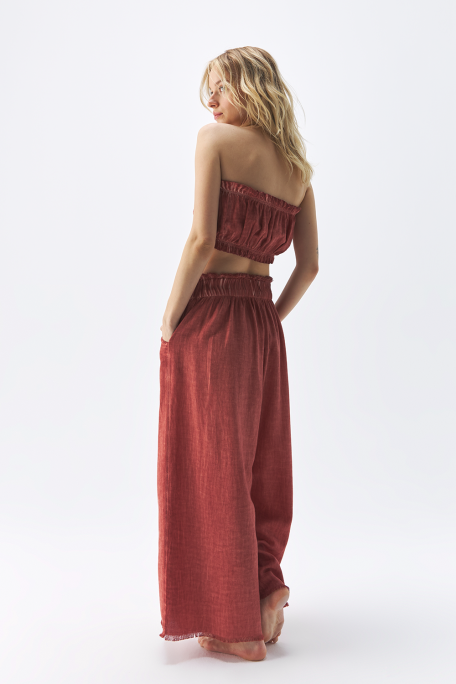 Linen Terracotta Bandeau Top