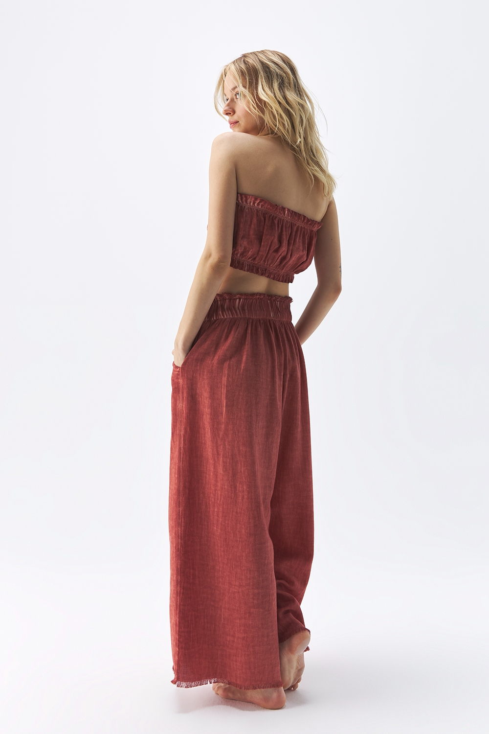 Linen Terracotta Bandeau Top