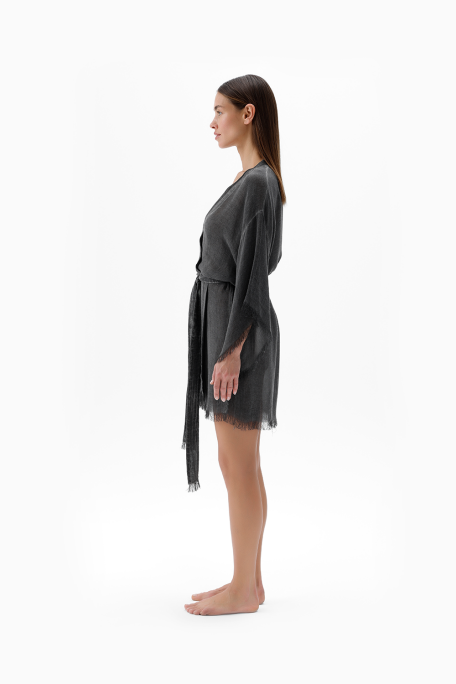 Grey Bamboo Short Kimono