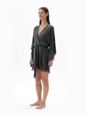 Grey Bamboo Short Kimono