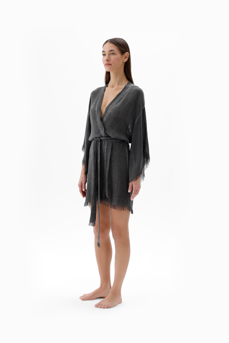 Grey Bamboo Short Kimono