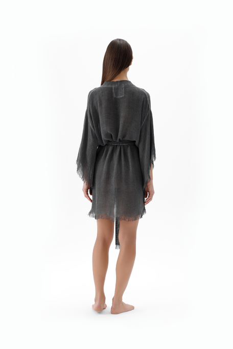 Grey Bamboo Short Kimono