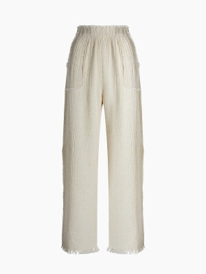 Crinkle Linen Slit Pants