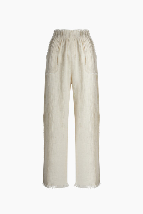 Crinkle Linen Slit Pants