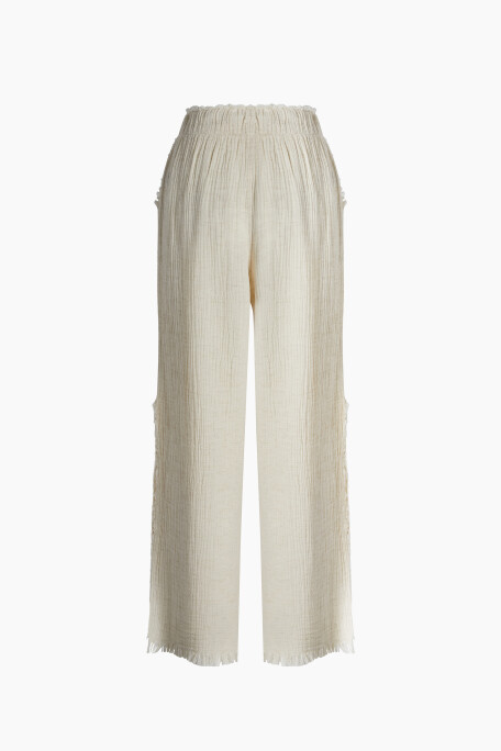 Crinkle Linen Slit Pants