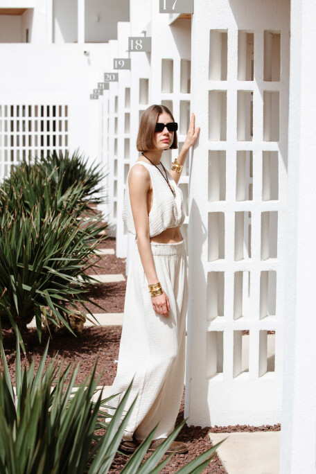 Crinkle Linen Palazzo Pants