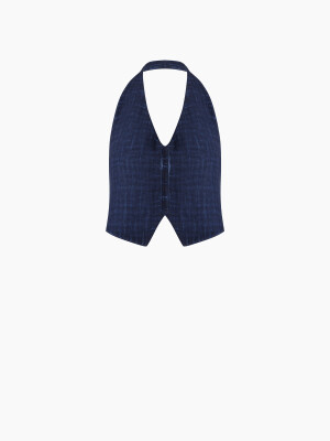 Linen Navy Waistcoat