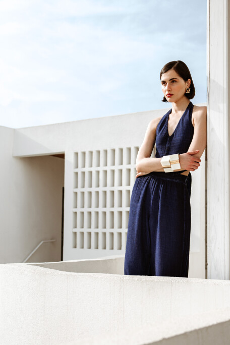 Linen Navy Waistcoat