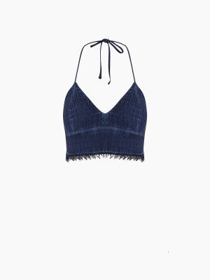 Linen Navy Bra
