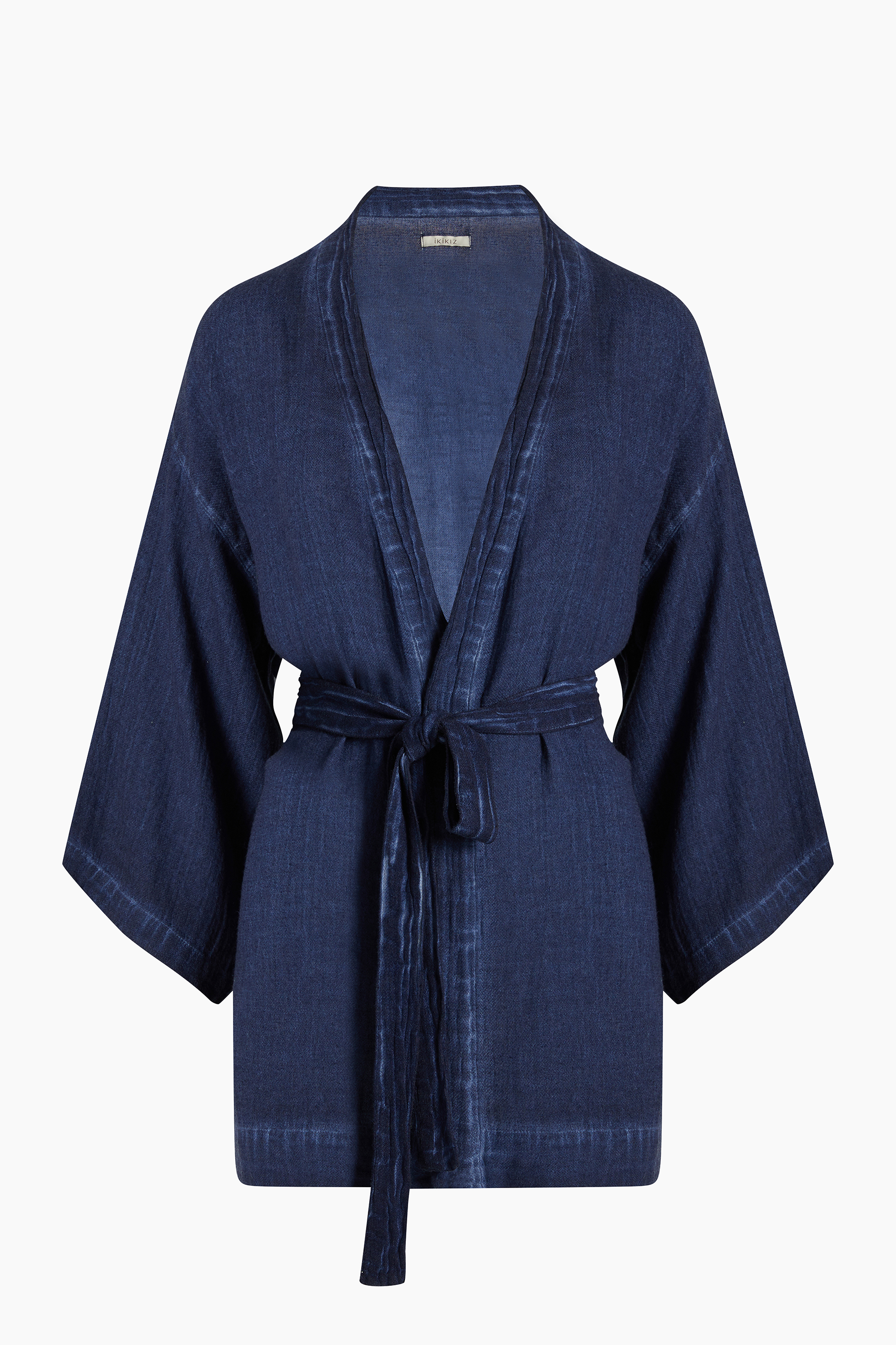 Linen Navy Short Kimono