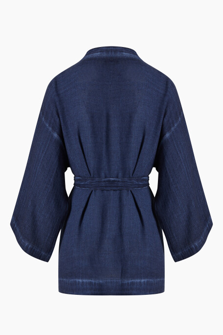 Linen Navy Short Kimono