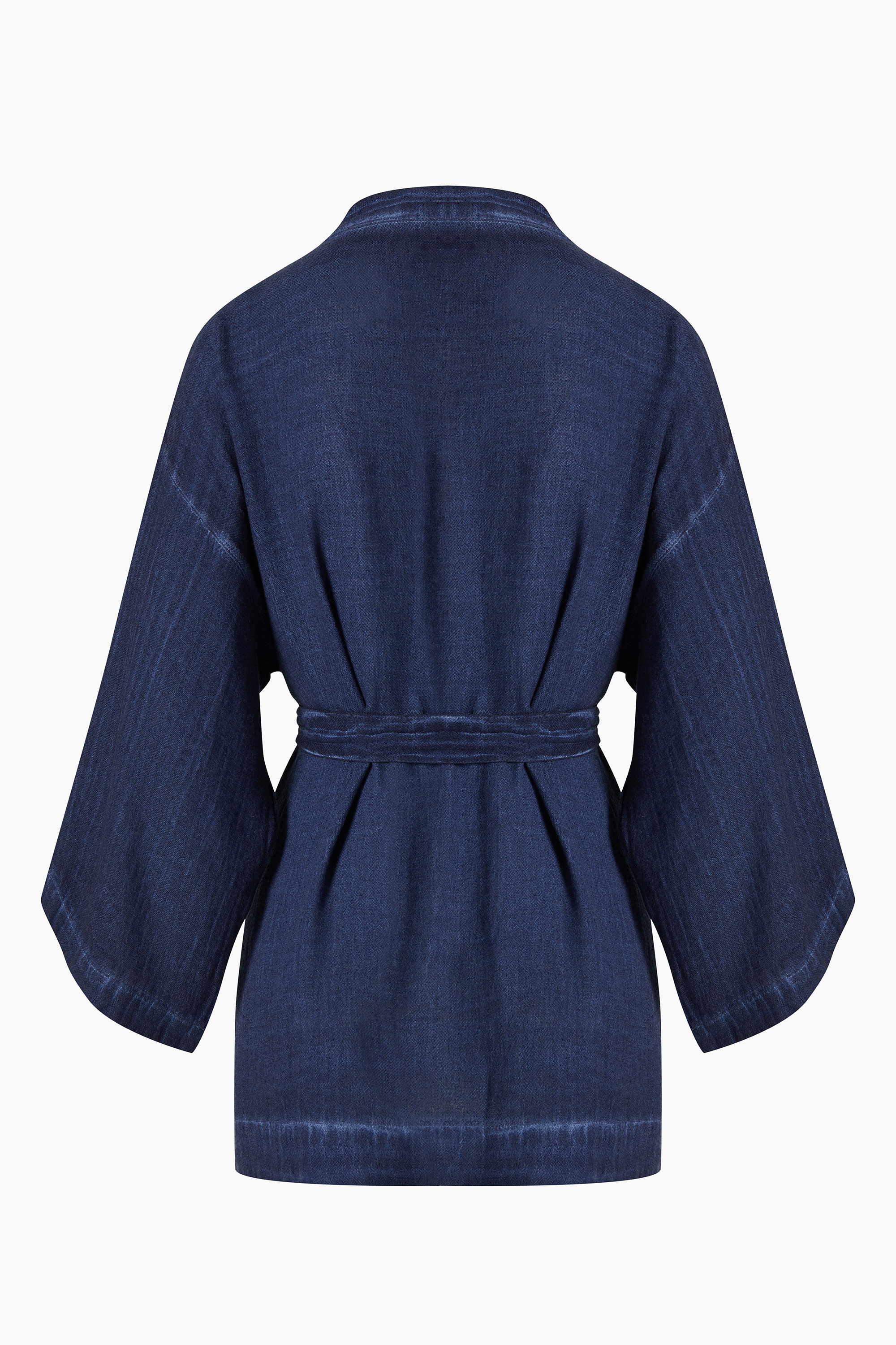 Linen Navy Short Kimono