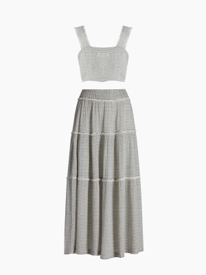 Lyocell Striped Linen Skirt Set