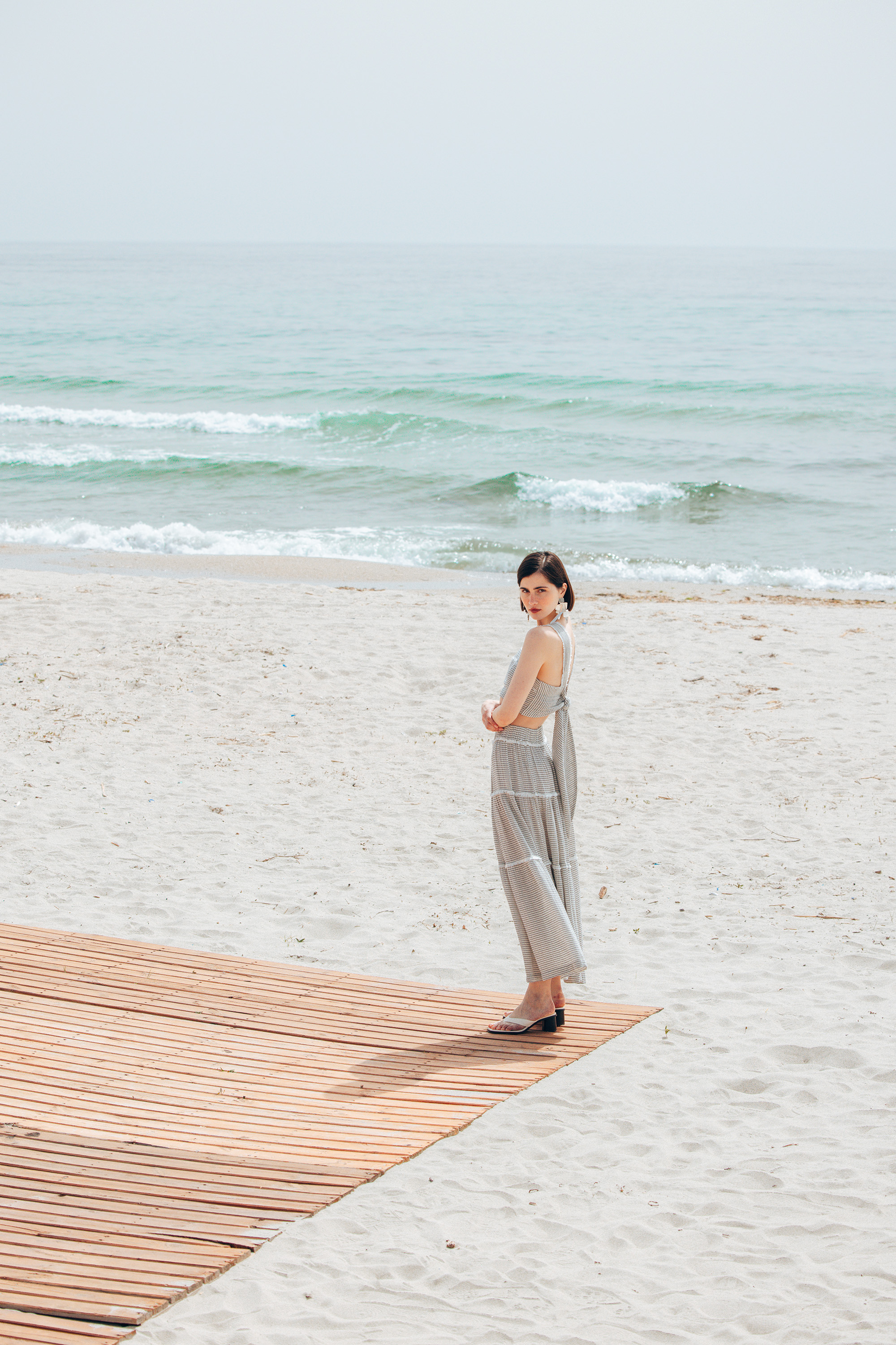 Lyocell Striped Linen Skirt Set