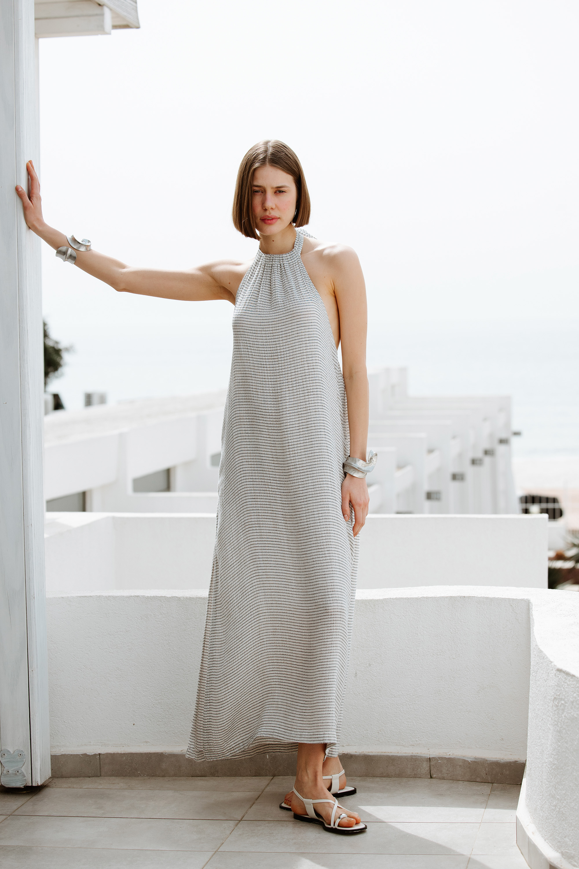 Lyocell Striped Linen Dress