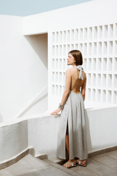 Lyocell Striped Linen Dress